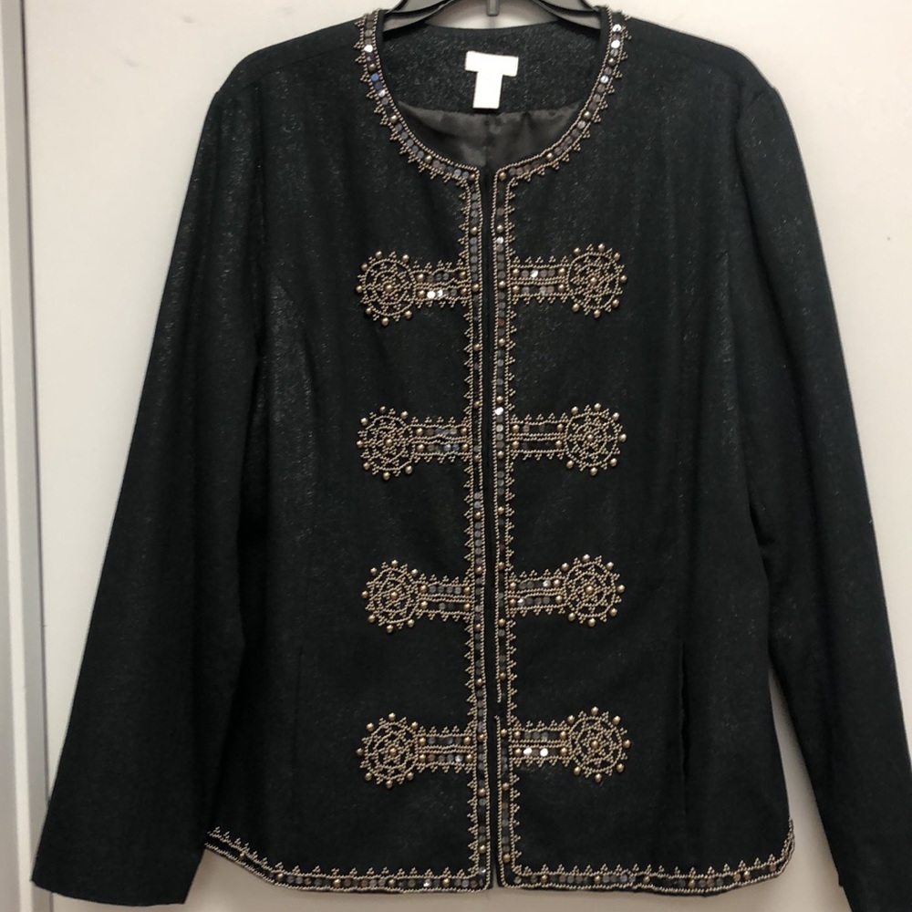 Chico’s black beaded and sequins jacket